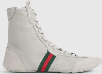 Gucci Womens Flex High-top Sneaker, Grey, Suede