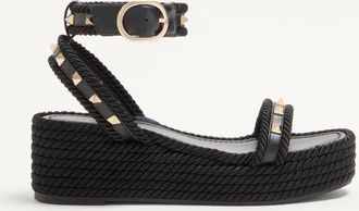 Valentino Garavani Sandalo Flatform Rockstud In Vitello 45Mm Donna NERO 35