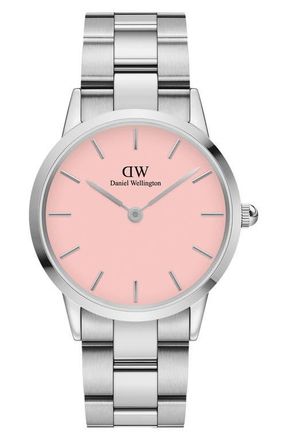 Daniel Wellington Iconic Link Bracelet Watch, 36mm in Pastel Pink at Nordstrom