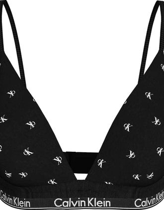 Calvin Klein Womens Women Diamond Logo Print Lightly Lined Triangle Bra, Black - Size: XS