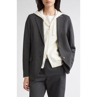 Eleventy Single Breasted Soft Jacket in 15 Smoke Gray Melang at Nordstrom, Size 0 Us