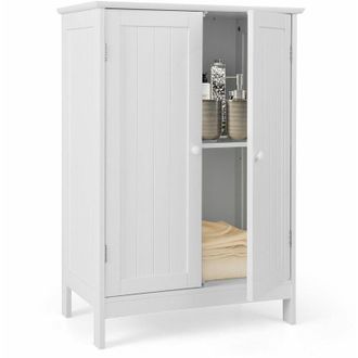 Costway Costway - Bathroom Floor Cabinet Wooden Free Standing Storage Cupboard Display Organiser