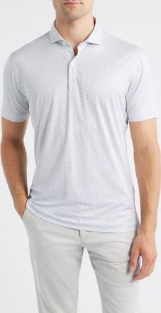 Johnnie-O Ralph Geo Print Featherweight Performance Polo in White at Nordstrom, Size Xx-Large