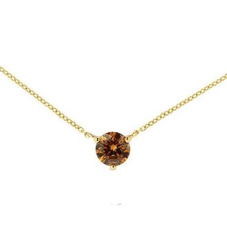 House of Brilliance 14K Yellow Gold 1/2 Ct Martini Lab Grown Yellow Diamond Solitaire Pendant Necklace at Nordstrom