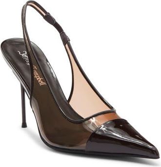 Jeffrey Campbell Pucker Slingback Pointed Toe Pump in Brown Patent Combo at Nordstrom, Size 6.5