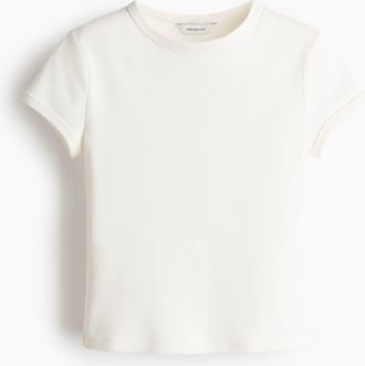 H&M Ribbed T-shirt in Cream at Nordstrom, Size X-Large