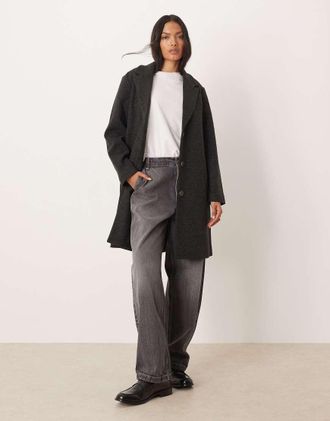 Jacqueline de Yong Cappotto taglio lungo nero