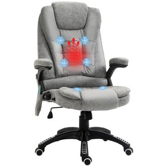 Vinsetto Office Chair w/ Heating Massage Points Relaxing Reclining Grey | TJ Hughes