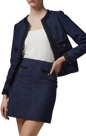 L.k. Bennett Charlee Tweed Jacket in Navy at Nordstrom Rack, Size 10 Us / 14 Uk