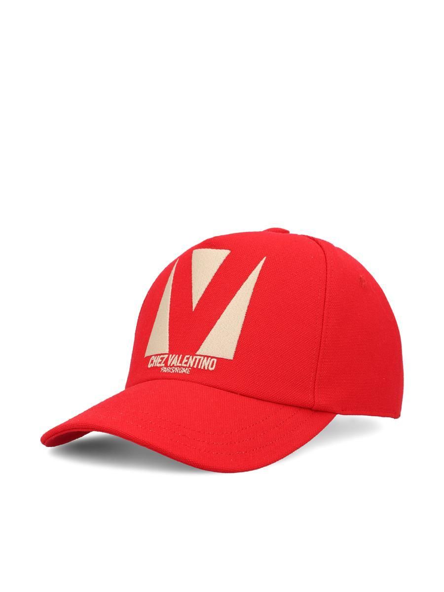 【関税&送料込】Valentino Garavani Red Cotton Baseball Cap New Auth Valentino Garavani Unisex Baseball Hat Cap Big VLTN