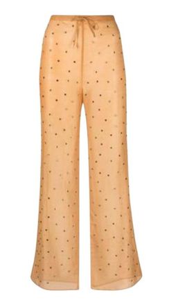 Oséree Golden Beige Cotton/Silk SS24 Gem Pants Size M