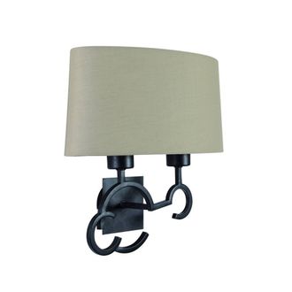 Netlighting Argi Wall Lamp 2 Light E27 with Taupe Shade Brown Oxide