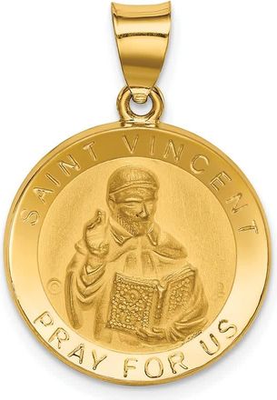 Diamond2Deal 14k Yellow Gold Polished Satin St. Vincent Hollow Medal Pendant