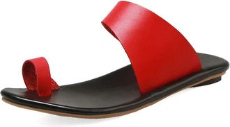 Generic Thong Sandal For Women Leather Strap Sandals Solid Color Flat Sandals Cut Out Open Toe Sandal Casual Walking Shoes Comfortable Soft Shoes Fashion Slip