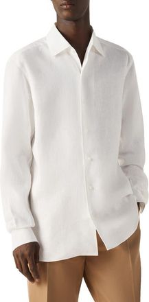 Ermenegildo Zegna Oasi Lino Shirt in White at Nordstrom, Size X-Large