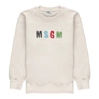 Msgm Crew Neck Sweatshirt - male - MSGM - Kids Sweatshirts - White - 10 Y - Kids