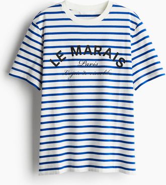 H&M T-Shirt mit Print - Blue