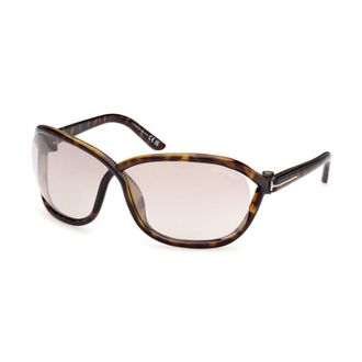 Tom Ford Sunglasses Geometric Full Rim, Shiny Black Frame And Violet Gradient Mirror Lens Ft106901Z