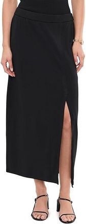 Eileen Fisher Stretch Jersey Knit Full Length Straight Skirt With Slit Womens Skirt Black : MD, Lyocell/Spandex/Tencel