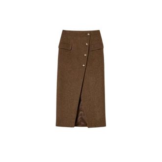 Twinset Falda Midi Cruzada - Skirts - Mujer - Marr&oacute;n - XS