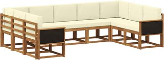 vidaXL Conjunto De Sof&aacute;s De Exterior 9 Uds. Natural Y Crema Vidaxl