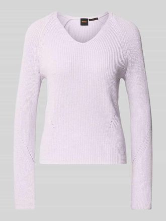 Boss Orange by Hugo Boss BOSS Orange Regular Fit Strickpullover aus reiner Baumwolle Modell C_FARDELLINA in Flieder, Gr&ouml;&szlig;e XL