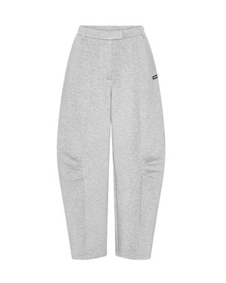 Rotate Cargo Scuba Light Grey Melange Trousers with Vertical Seams