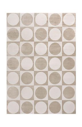 Jonathan Y Designs Helena Modern Geometric Circles In Squares High-Low Area Rug in Beige/cream at Nordstrom, Size 2Ft 0In X 8Ft 0In