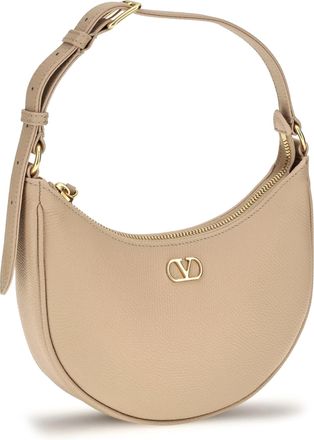 Valentino Garavani Womens Mini Hobo Vlogo Signature Shoulder Bag Rose Sand Calf Leather Bos Taurus