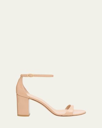 Stuart Weitzman Nudist II Leather Ankle-Strap Sandals
