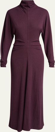 Proenza Schouler Soren Pleated Rib-Crepe Mock-Neck Dress