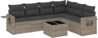 vidaXL Set De Sof&aacute;s De Jard&iacute;n 7 Pzas Con Cojines Rat&aacute;n Pe Gris Claro Vidaxl