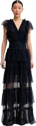 Munthe Noriz Maxi Jurk - Dames - Feestkleedjes - Blauw - S - Polyester - Kleedjes