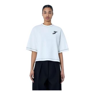 Jacquemus T-Shirts, female, White, Size: XS Logo Embroidered Boxy T-Shirt