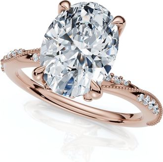 Pompeii3 2 1/5Ct Oval Diamond Engagement Camellia Ring 14k Gold Lab Grown