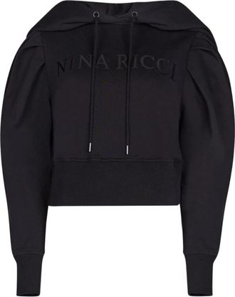 Nina Ricci Dames Logo Cropped Zwarte Sweater - Dames - Hoodies - Zwart - S - Hoodies & sweatvesten