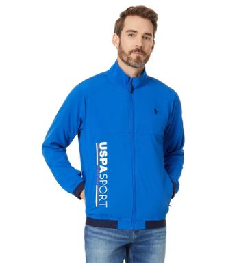 U.S.Polo Association U. S. Polo Assn. Track Jacket Mens Blue USPA Sport Print Full Zip FROG735
