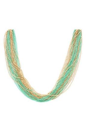 Olivia Welles Lucille Layered Chain Necklace in Gold /Mint at Nordstrom Rack