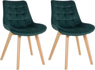Clp Clp - Set De 2 Sillas De Comedor Brook En Terciopelo Verde
