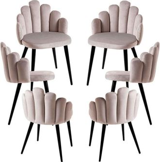 Regalos Miguel Regalos Miguel - Packs Sillas Comedor - Pack 6 Sillas Hand Patas Negras Terciopelo - Gris