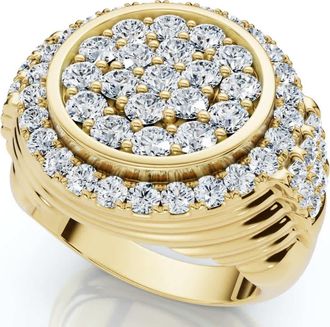 Pompeii3 3Ct Diamond Ring Mens Round Flashy Polished Wedding Band in White or Yellow Gold