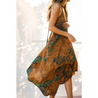 Sun Child Classic Silk Dress Maeve in Brown Paisley at Nordstrom