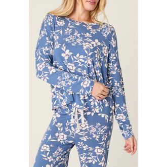 PJ Salvage Flora Dreams Long Sleeve Pajama Top in Moonlight Blue at Nordstrom, Size X-Small