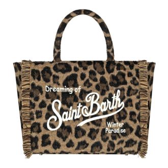MC2 Saint Barth Tassen, Dames, Bruin, ONE Size, Wol, Borsa Colette Felt Leopard