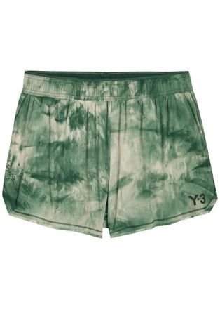 Yohji Yamamoto Printed Stretch-polyamide Running Shorts - Green - XL