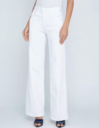 L'agence Womens Alicent High Rise Sneaker Wide Leg Pant In White