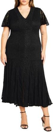 City Chic Christa Lace Shift Dress in Black at Nordstrom Rack, Size Xs/14W