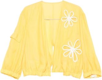 Fendi Silk Organza Blouson - Dames - Blouses - Geel - S - Organza - Overhemden
