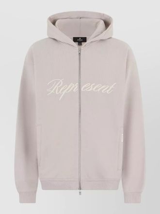 Represent cotton hooded zip sweatshirt