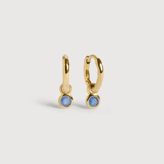 Monica Vinader Gold September Birthstone Huggie Earrings Blue Sapphire